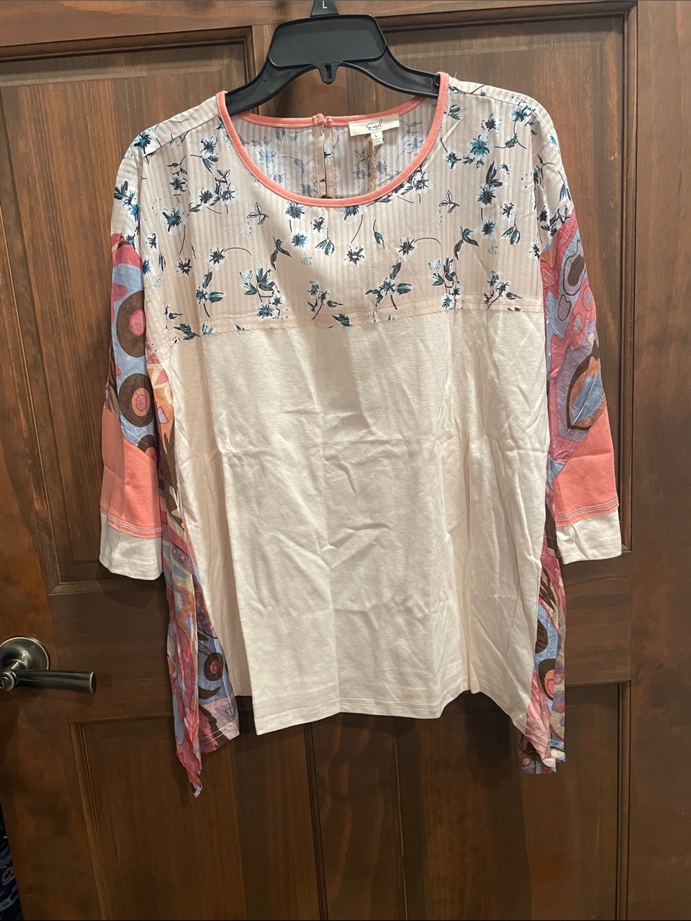 easel Cream & Coral Floral Patchwork Tunic